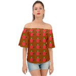 Apple Arrow Pattern Design Drawing Off Shoulder Short Sleeve Top