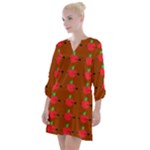 Apple Arrow Pattern Design Drawing Open Neck Shift Dress