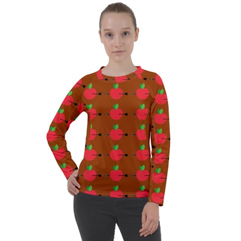 Apple Arrow Pattern Design Drawing Women s Long Sleeve Raglan T