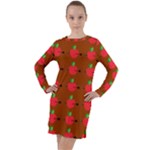 Apple Arrow Pattern Design Drawing Long Sleeve Hoodie Dress