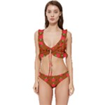 Apple Arrow Pattern Design Drawing Low Cut Ruffle Edge Bikini Set