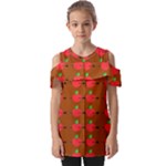 Apple Arrow Pattern Design Drawing Fold Over Open Sleeve Top