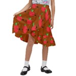 Apple Arrow Pattern Design Drawing Kids  Ruffle Flared Wrap Midi Skirt