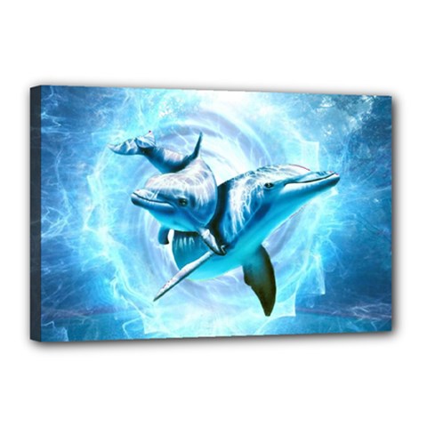 Dolphin Blue Sea Fantasy Canvas 18  x 12  (Stretched) from ArtsNow.com