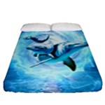 Dolphin Blue Sea Fantasy Fitted Sheet (Queen Size)