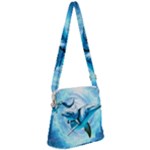 Dolphin Blue Sea Fantasy Zipper Messenger Bag