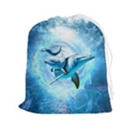 Dolphin Blue Sea Fantasy Drawstring Pouch (2XL)