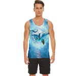 Dolphin Blue Sea Fantasy Men s Wide Collar Tank Top