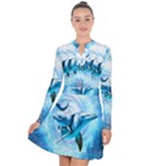 Dolphin Blue Sea Fantasy Long Sleeve Panel Dress