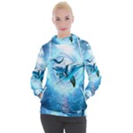 Dolphin Blue Sea Fantasy Women s Hooded Pullover