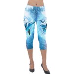 Dolphin Blue Sea Fantasy Lightweight Velour Capri Leggings 