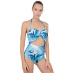 Dolphin Blue Sea Fantasy Scallop Top Cut Out Swimsuit