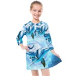 Dolphin Blue Sea Fantasy Kids  Quarter Sleeve Shirt Dress