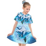 Dolphin Blue Sea Fantasy Kids  Short Sleeve Shirt Dress