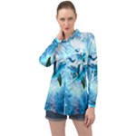 Dolphin Blue Sea Fantasy Long Sleeve Satin Shirt