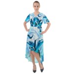 Dolphin Blue Sea Fantasy Front Wrap High Low Dress