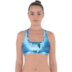 Dolphin Blue Sea Fantasy Cross Back Hipster Bikini Top 