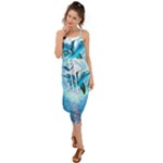 Dolphin Blue Sea Fantasy Waist Tie Cover Up Chiffon Dress