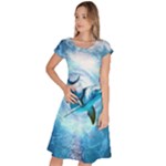 Dolphin Blue Sea Fantasy Classic Short Sleeve Dress