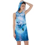 Dolphin Blue Sea Fantasy Racer Back Hoodie Dress