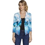 Dolphin Blue Sea Fantasy Women s Casual 3/4 Sleeve Spring Jacket