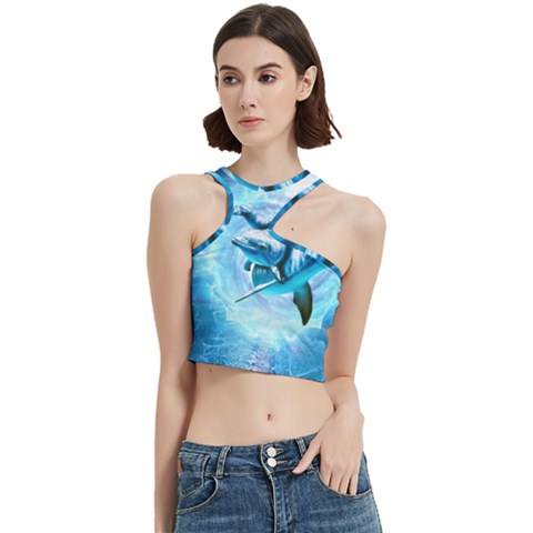 Dolphin Blue Sea Fantasy Cut Out Top from ArtsNow.com