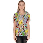 Supersonic ladybug angel power Women s V-Neck Scrub Top