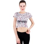 Sweet Kawaii Kitty Pattern (ai) Bk Crew Neck Crop Top