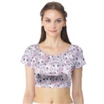 Sweet Kawaii Kitty Pattern (ai) Bk Short Sleeve Crop Top