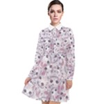 Sweet Kawaii Kitty Pattern (ai) Bk Long Sleeve Chiffon Shirt Dress