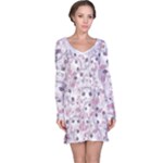 Sweet Kawaii Kitty Pattern (ai) Bk Long Sleeve Nightdress