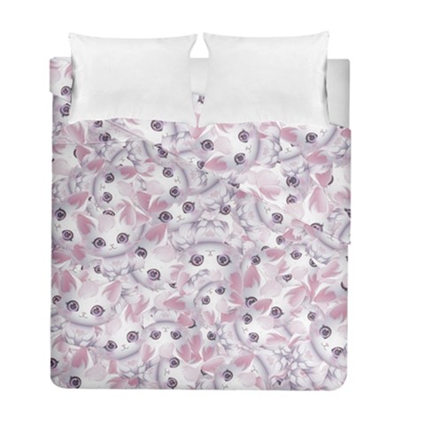 Sweet Kawaii Kitty Pattern (ai) Bk Duvet Cover Double Side (Full/ Double Size) from ArtsNow.com