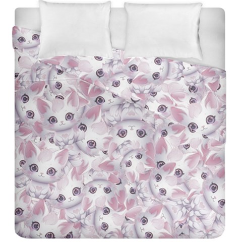 Sweet Kawaii Kitty Pattern (ai) Bk Duvet Cover Double Side (King Size) from ArtsNow.com