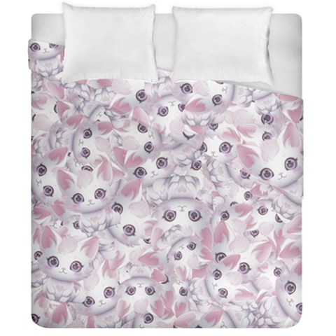 Sweet Kawaii Kitty Pattern (ai) Bk Duvet Cover Double Side (California King Size) from ArtsNow.com