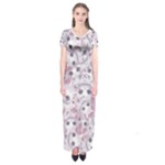 Sweet Kawaii Kitty Pattern (ai) Bk Short Sleeve Maxi Dress