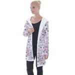 Sweet Kawaii Kitty Pattern (ai) Bk Longline Hooded Cardigan