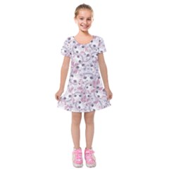 Sweet Kawaii Kitty Pattern (ai) Bk Kids  Short Sleeve Velvet Dress from ArtsNow.com