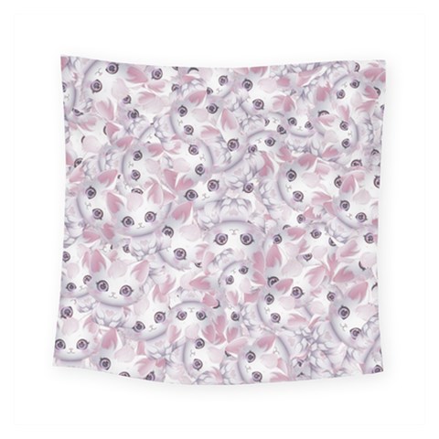 Sweet Kawaii Kitty Pattern (ai) Bk Square Tapestry (Small) from ArtsNow.com