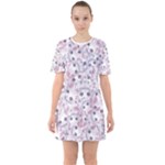 Sweet Kawaii Kitty Pattern (ai) Bk Sixties Short Sleeve Mini Dress