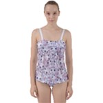 Sweet Kawaii Kitty Pattern (ai) Bk Twist Front Tankini Set