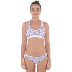 Sweet Kawaii Kitty Pattern (ai) Bk Cross Back Hipster Bikini Set from ArtsNow.com