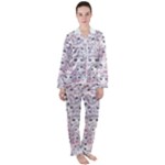 Sweet Kawaii Kitty Pattern (ai) Bk Women s Long Sleeve Satin Pajamas Set	