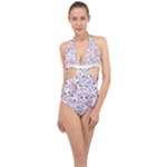 Sweet Kawaii Kitty Pattern (ai) Bk Halter Front Plunge Swimsuit