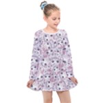 Sweet Kawaii Kitty Pattern (ai) Bk Kids  Long Sleeve Dress