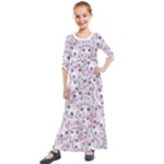 Sweet Kawaii Kitty Pattern (ai) Bk Kids  Quarter Sleeve Maxi Dress