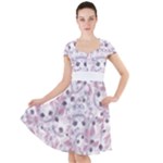 Sweet Kawaii Kitty Pattern (ai) Bk Cap Sleeve Midi Dress