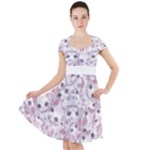 Sweet Kawaii Kitty Pattern (ai) Bk Cap Sleeve Midi Dress With Pockets