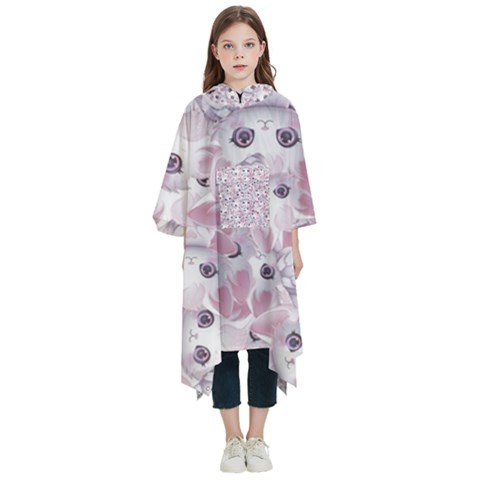 Sweet Kawaii Kitty Pattern (ai) Bk Kids  Hooded Rain Ponchos from ArtsNow.com