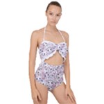 Sweet Kawaii Kitty Pattern (ai) Bk Scallop Top Cut Out Swimsuit