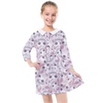 Sweet Kawaii Kitty Pattern (ai) Bk Kids  Quarter Sleeve Shirt Dress